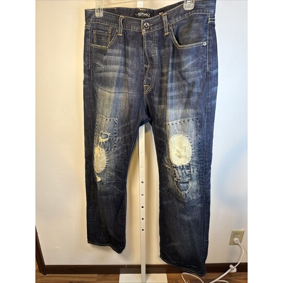 Ed Hardy By Christian Audiger Death Or Glory Embroidery Men Jeans 36 x 32 ?Vinta - Picture 7 of 13